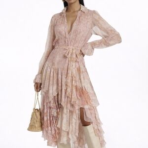 Zimmermann Blush High Low Floral Dress